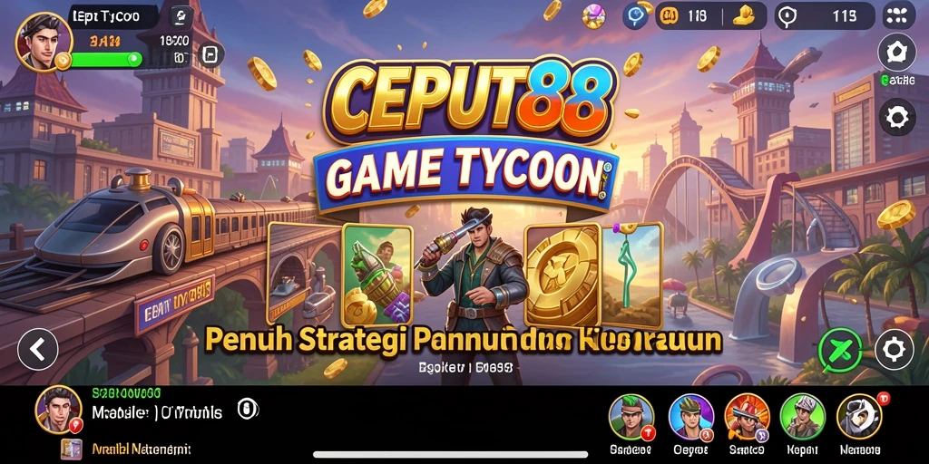 Screenshot gameplay Tycoon dengan tampilan usaha yang beragam.