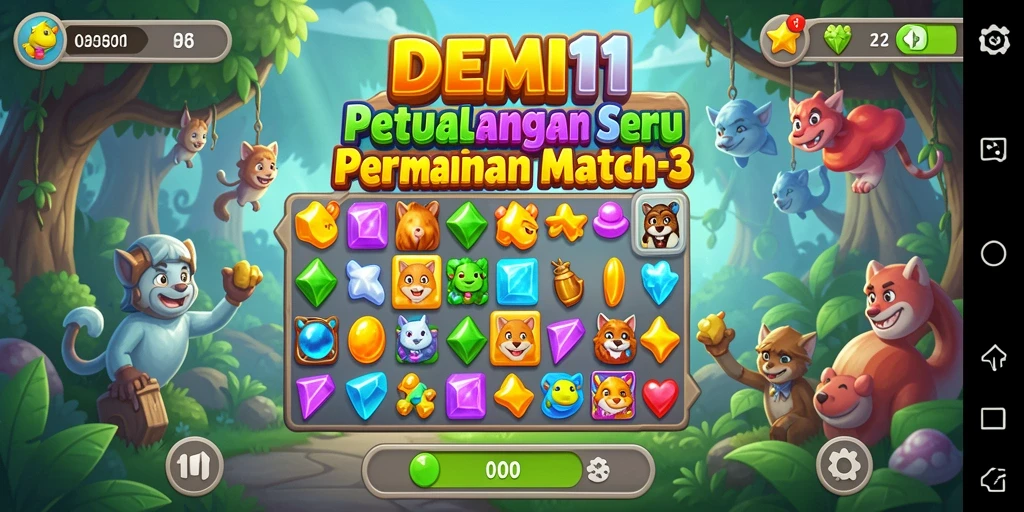 Tampilan gameplay seru di <strong>DEMI11</strong> dengan elemen Match-3 yang menantang.