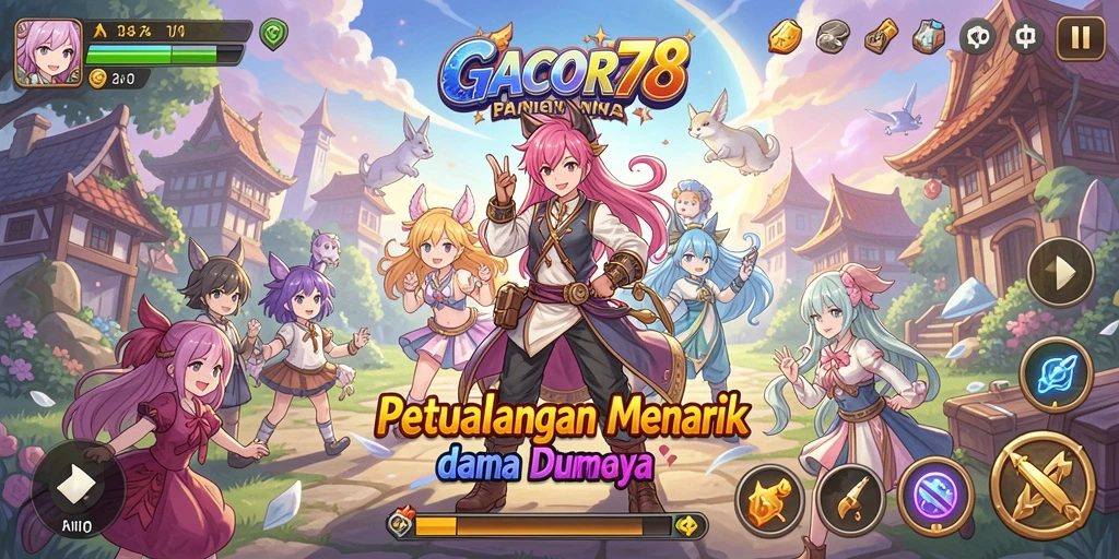 Screenshot utama GACOR78 menampilkan karakter anime dalam pertempuran epik.