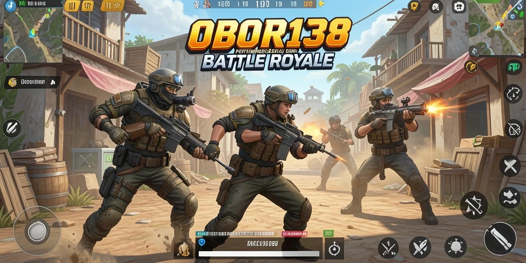 Tampilan gameplay OBOR138 yang menegangkan di arena Battle Royale.