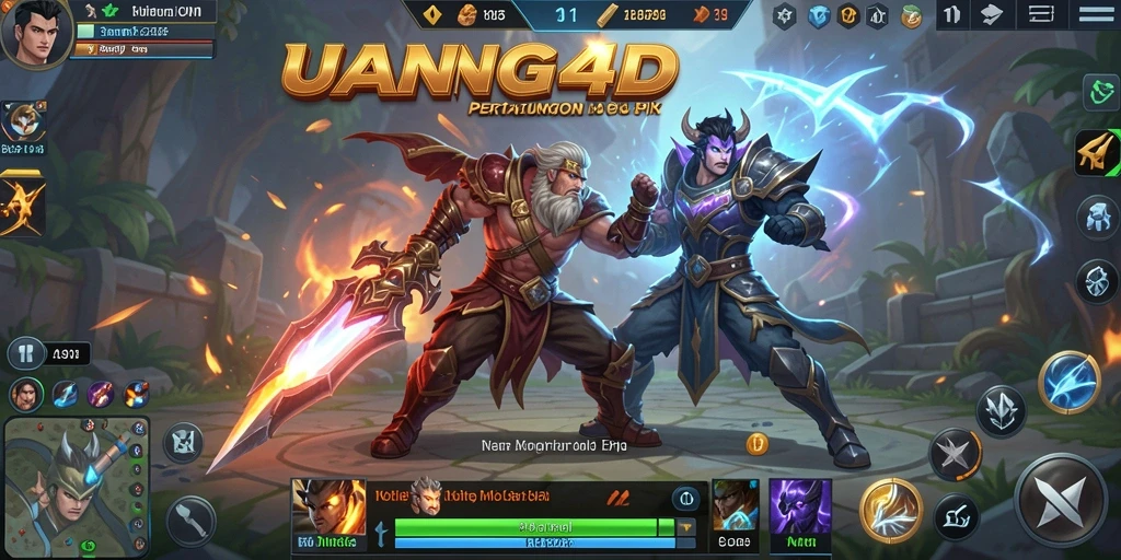 Screenshot gameplay UANG4D menampilkan aksi seru di arena pertempuran.