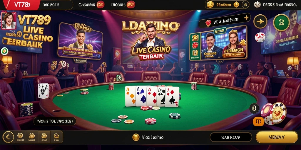 Screenshot menunjukkan gameplay Live Casino yang mendebarkan.